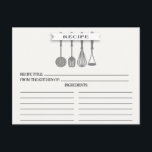 Kitchen Grey Utensils Bridal Shower Recipe Cards<br><div class="desc">Modern Bridal Shower Kitchen Utensils Recipe Cards featuring a grey slotted spoon, spatula, whisk & masher with a stylish banner showcasing the text "recipe" set on a white background. The front of our recipe card offers room for a recipe title, from the kitchen of and ingredients space. Flip our recipe...</div>