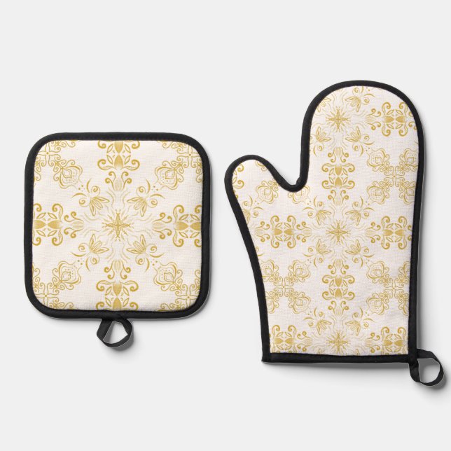 Kitchen Hand Gloves Oven Mitt & Pot Holder Set (Front)