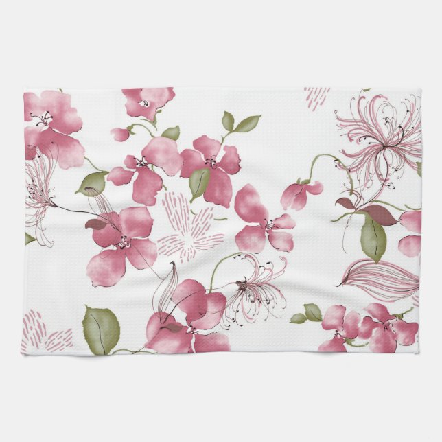 Kitchen Hand Towel/Floral Tea Towel (Horizontal)
