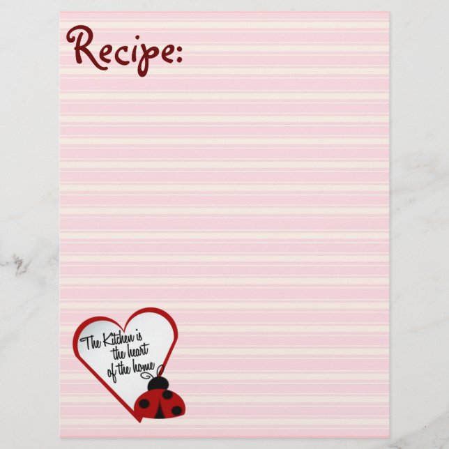 Kitchen Heart of Home Ladybug Recipe Paper (Front)