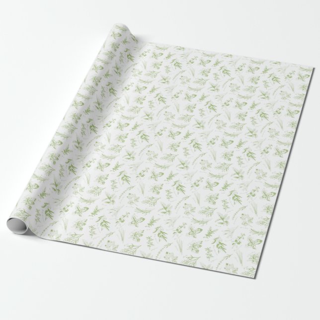 Kitchen Herbs & Names Wrapping Paper (Unrolled)