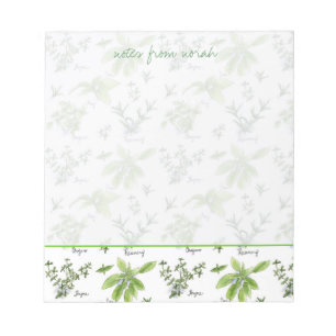 Kitchen Herbs Rosemary Basil Oregano Watercolor Notepad