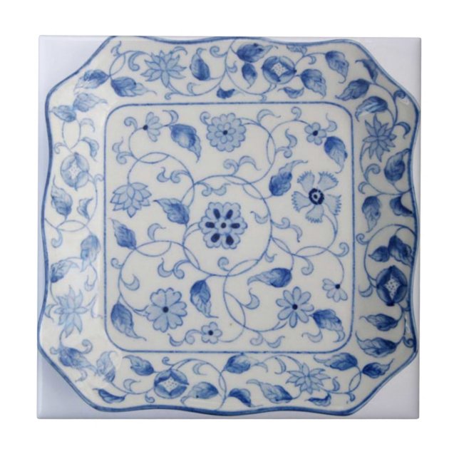Kitchen hot plate in blue and white tile (Front)