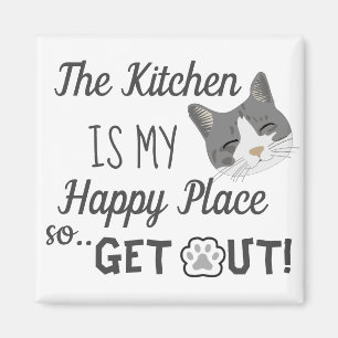 Kitchen is My Happy Place Cat Lovers Magnet
