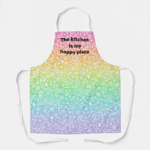 Kitchen is My Happy Place Doodles Rainbow Apron
