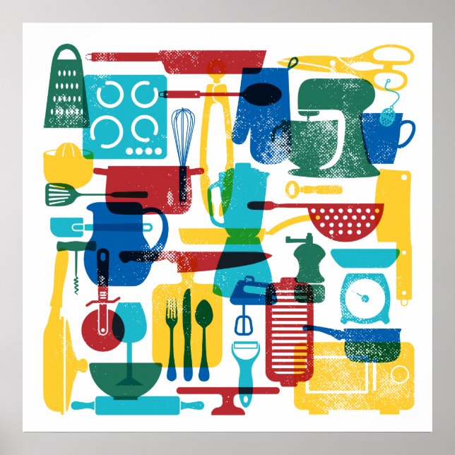 Kitchen Items Fiesta Colours Square Poster (Front)