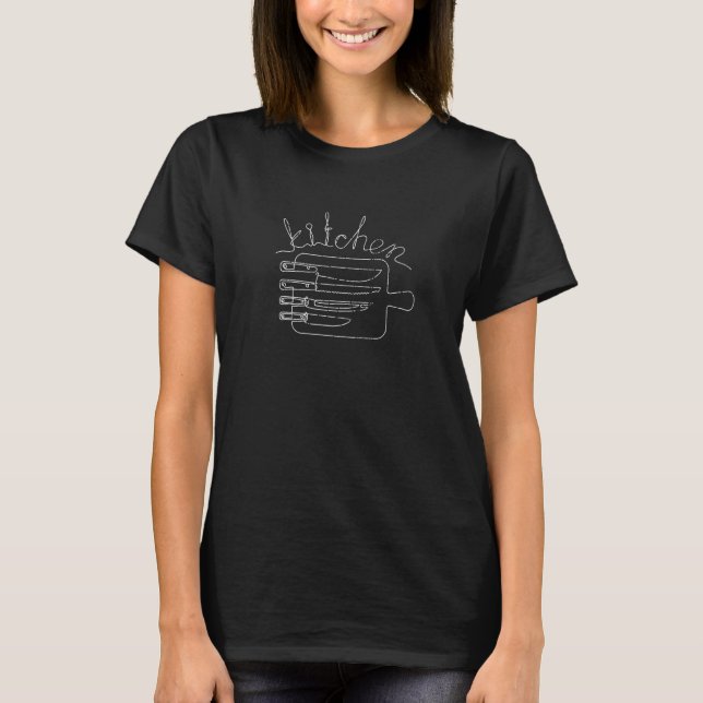 Kitchen Knives Design Chef Culinary Cooking Food T-Shirt (Front)