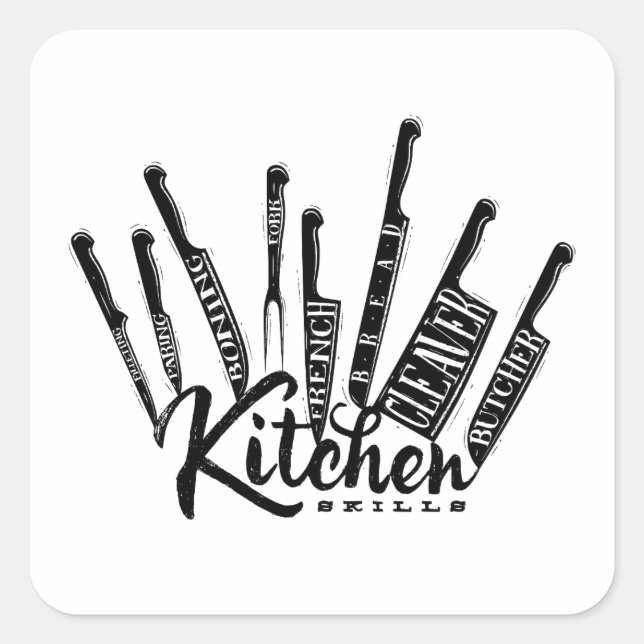 Kitchen Knives Square Sticker (Front)