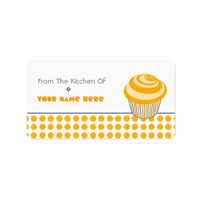 Kitchen Label - Orange Cupcake and Polka Dots (Front)