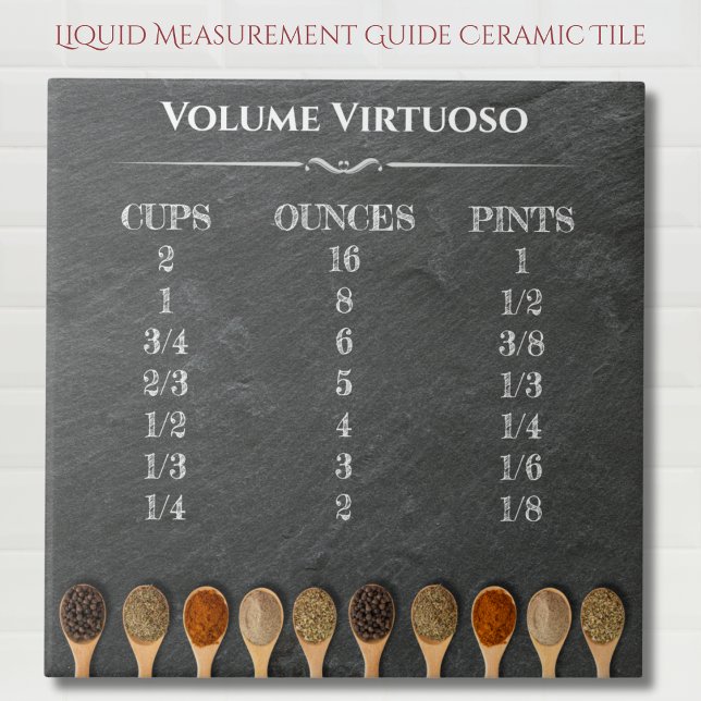 Kitchen Liquid Volume Measurement Guide  Tile (Kitchen Liquid Volume Measurement Guide Ceramic Tile)