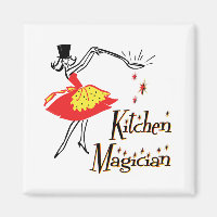 Kitchen Magician Retro Cooking Art Magnet