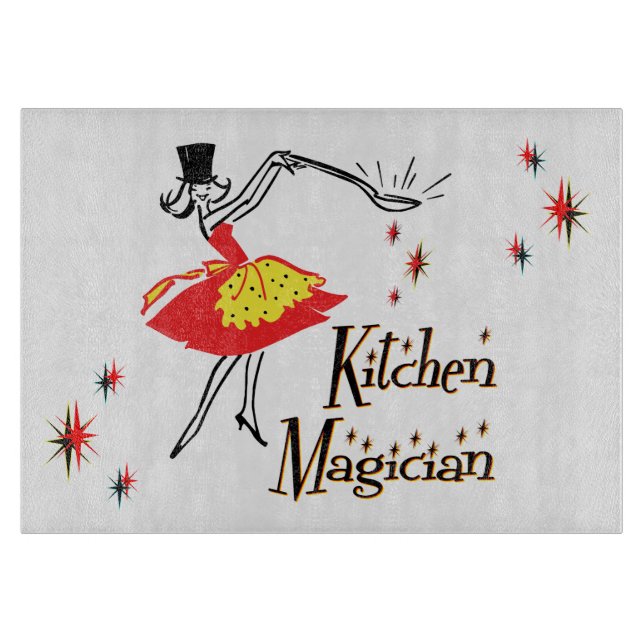 Kitchen Magician Retro Glass Cutting Board (Front)