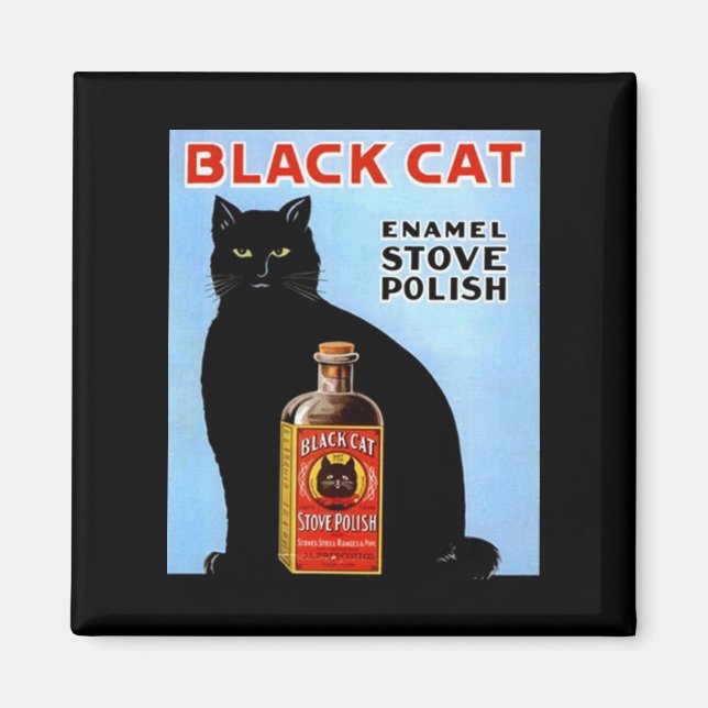 KITCHEN MAGNET ~ VINTAGE BLACK CAT! STOVE POLISH (Front)
