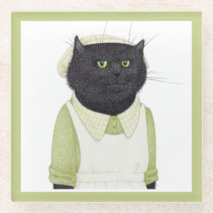 KITCHEN MAID CAT Glass Drink Coaster