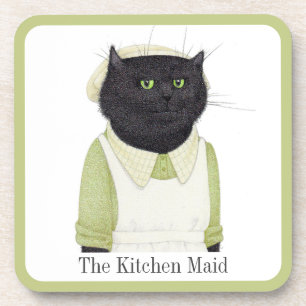 KITCHEN MAID CAT Hard Plastic Coasters + Text
