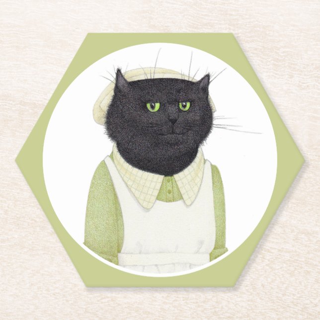 KITCHEN MAID CAT Hexagon Paper Coasters  (Front)