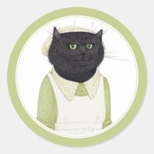 KITCHEN MAID CAT Small Round Stickers