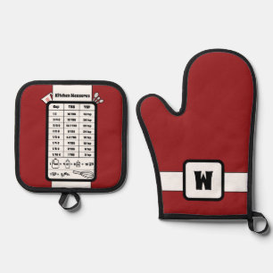 Kitchen Measurement Helper in Apple Oven Mitt & Pot Holder Set