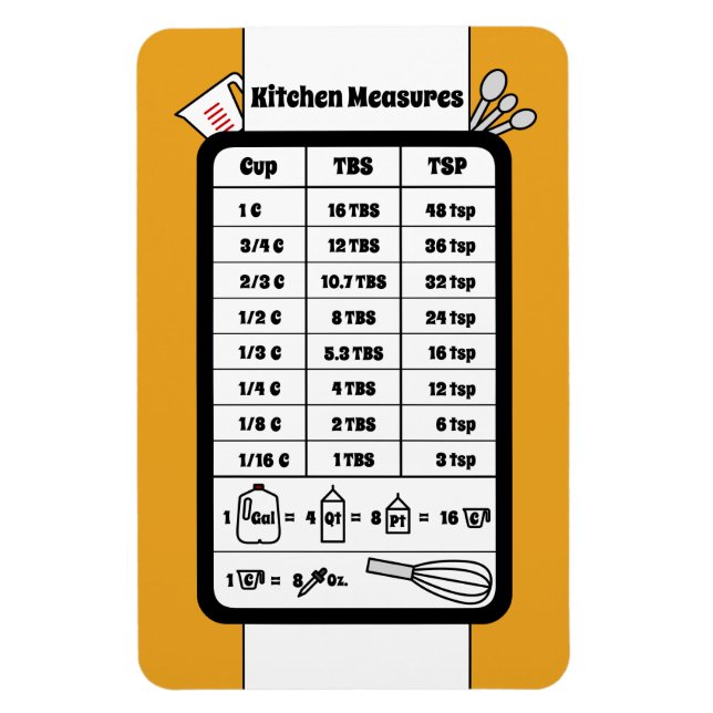 Kitchen Measurement Helper in Marigold Magnet (Vertical)