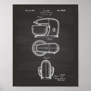 Kitchen Mixing Machine 1945 Patent Art Chalkboard Poster