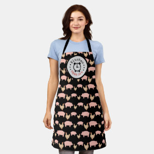 Kitchen Open 24 Hours Chicken Pork Funny Gift Apro Apron