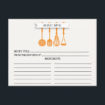 Kitchen Orange Utensils Bridal Shower Recipe Cards<br><div class="desc">Modern Bridal Shower Kitchen Utensils Recipe Cards featuring a tangerine orange slotted spoon, spatula, whisk & masher with a stylish banner showcasing the text "recipe" set on a white background. The front of our recipe card offers room for a recipe title, from the kitchen of and ingredients space. Flip our...</div>