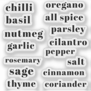 Kitchen Pantry Cupboard Herbs Spices Flavour Label
