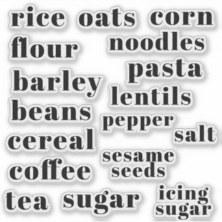 Kitchen Pantry Cupboard Produce Food Labels