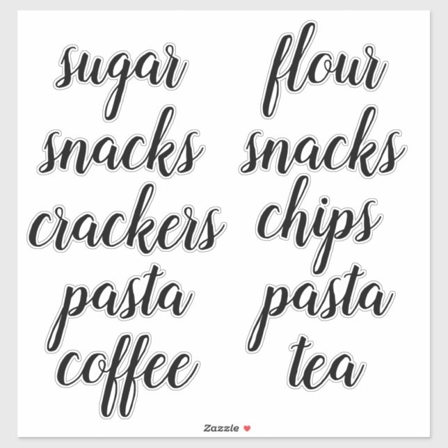 Kitchen Pantry Organisation Script Label Sticker (Sheet)