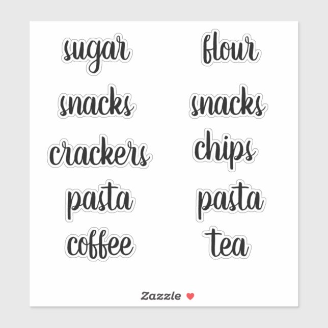 Kitchen Pantry Organisation Script Label Sticker (Sheet)