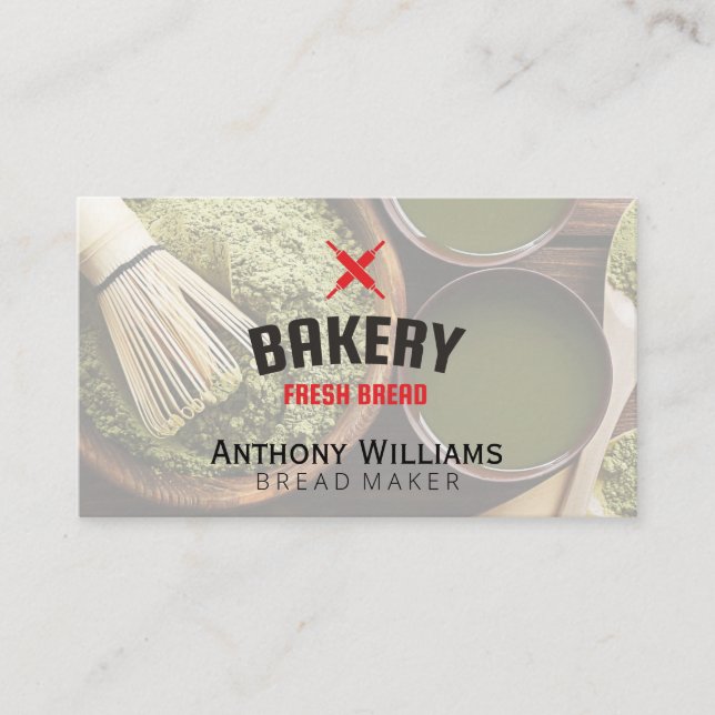 Kitchen | Pastry Chef | Wood | Utensils Business Card (Front)
