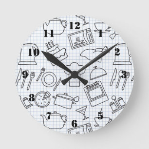 Kitchen Pattern 4 Round Clock