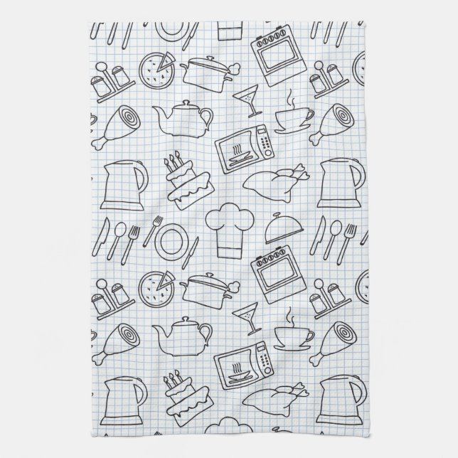 Kitchen Pattern 4 Tea Towel (Vertical)