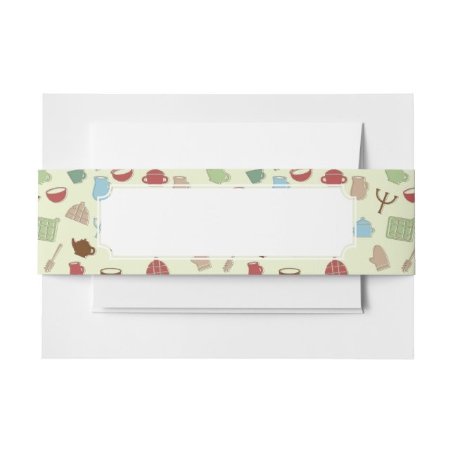 Kitchen pattern invitation belly band (Front Example)