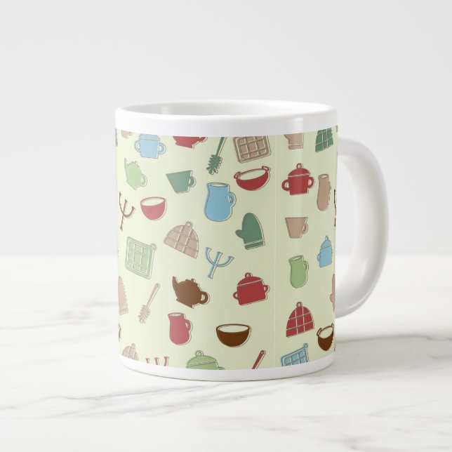 Kitchen pattern large coffee mug (Front Right)
