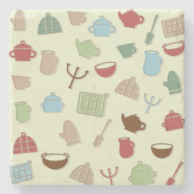 Kitchen pattern stone coaster (Front)
