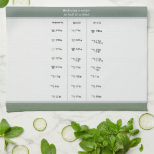 Kitchen Recipe Converter Half & Third in Neutrals Tea Towel