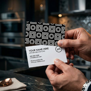 Kitchen Renovation Modern Geometric Black & White Business Card