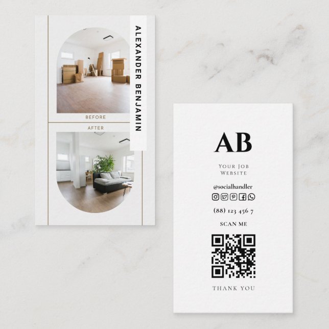 Kitchen Renovations Photo QR Code Business Card (Front/Back)
