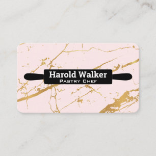 Kitchen Rolling Pin   Pink Marble Background Business Card