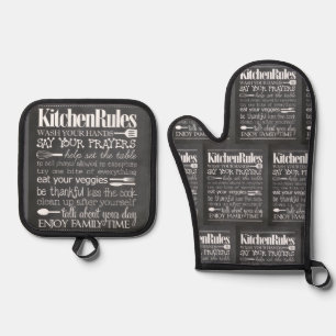 "Kitchen Rules" Oven Mitt & Pot Holder Set