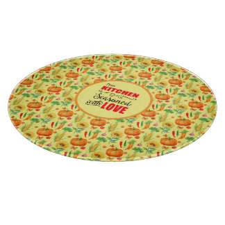 Kitchen Seasoned With Love Vegetable Pattern Cutting Board
