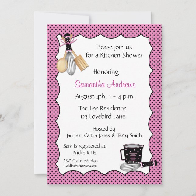 Kitchen Shower Pink Invitation (Front)
