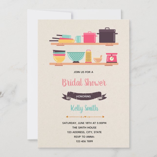 Kitchen shower theme party invitation (Front)