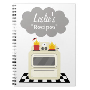 Kitchen Smoke & Fire Retro Stove Recipe Notebook