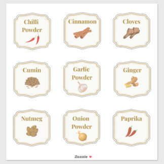 Kitchen Spice Jar Labels Sticker Sheet