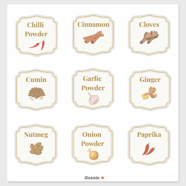 Kitchen Spice Jar Labels Sticker Sheet (Sheet)