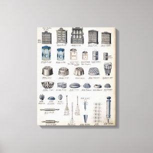 Kitchen storage and utensils from a trade catalogu canvas print
