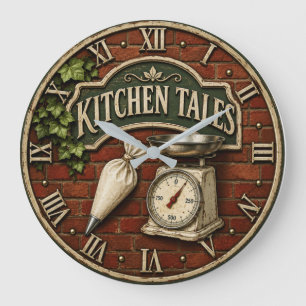 Kitchen Tales Rustic Baking Baker Gift Large Clock