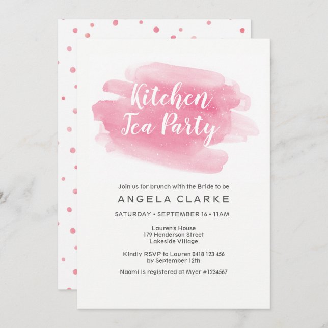 Kitchen Tea Party Bridal Shower Invitation (Front/Back)